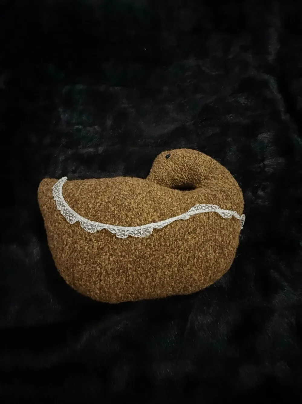 Primitive cottagecore 13x16 pillow duck with lace door stopper
